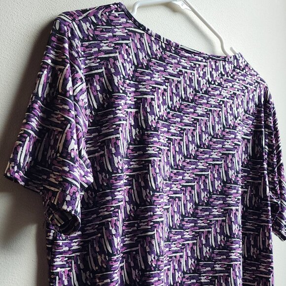 BonWorth Purple Print Scoop Neck Short Sleeve Jersey Size Large - Picture 9 of 12